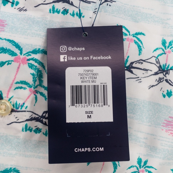 CHAPS Untucked Button Down Shirt Palm Trees - Picture 6 of 6